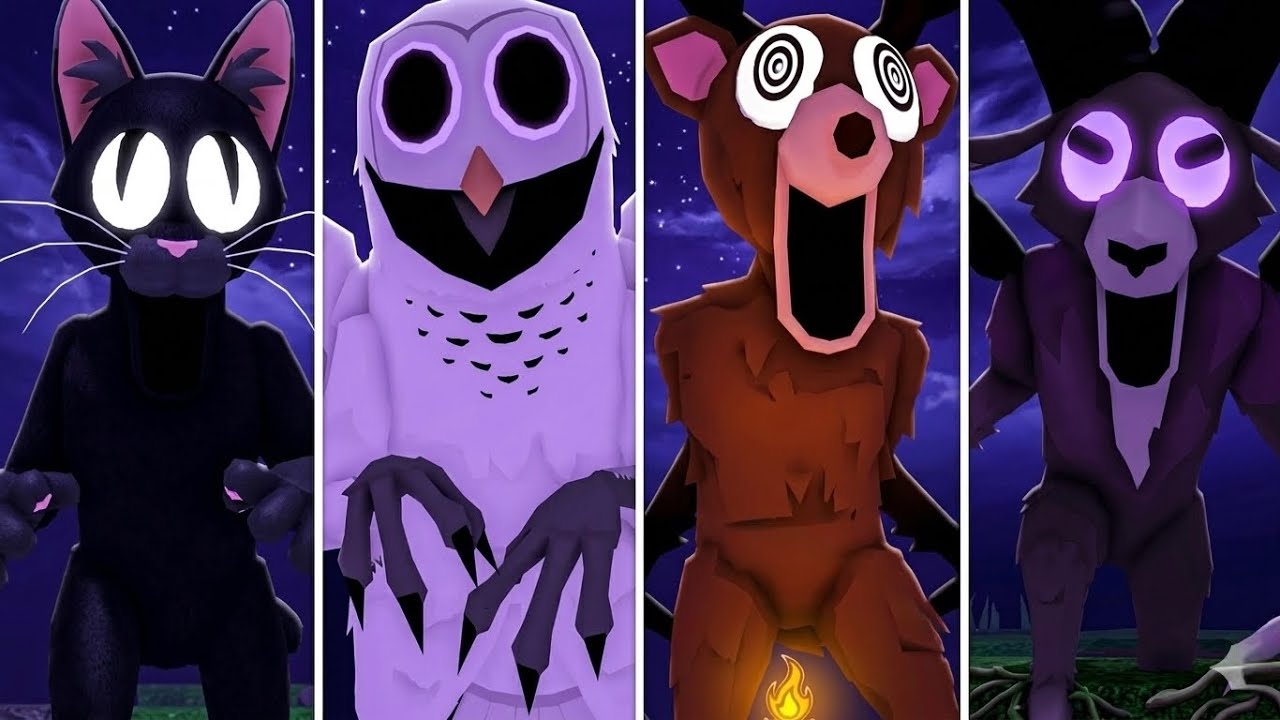 99 Nights in the Forest NEW CAT MONSTER Update All Jumpscares: CAT vs RAM vs OWL vs DEER vs BAT