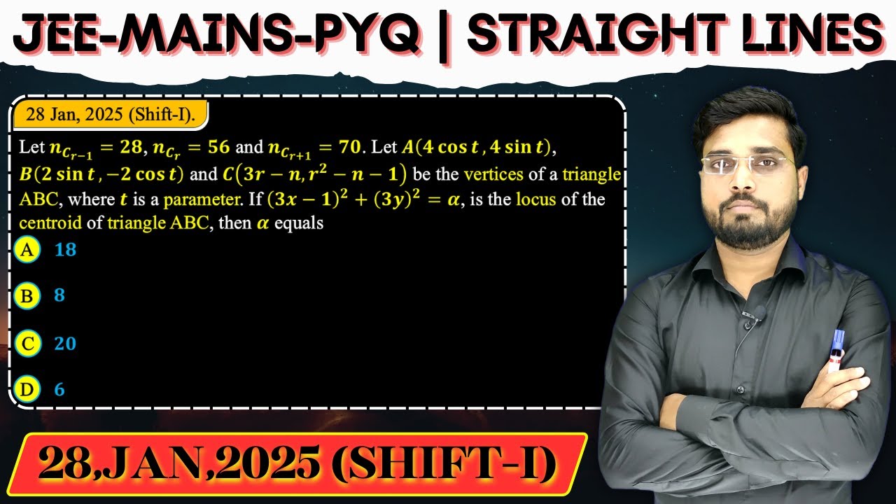Let ncy-1 = 28, nc, = 56 and nc7+1 = 70. Let A(4 cost, 4 sin t),B(2 sint,-2 cost) and C(3r-n, r2 -n
