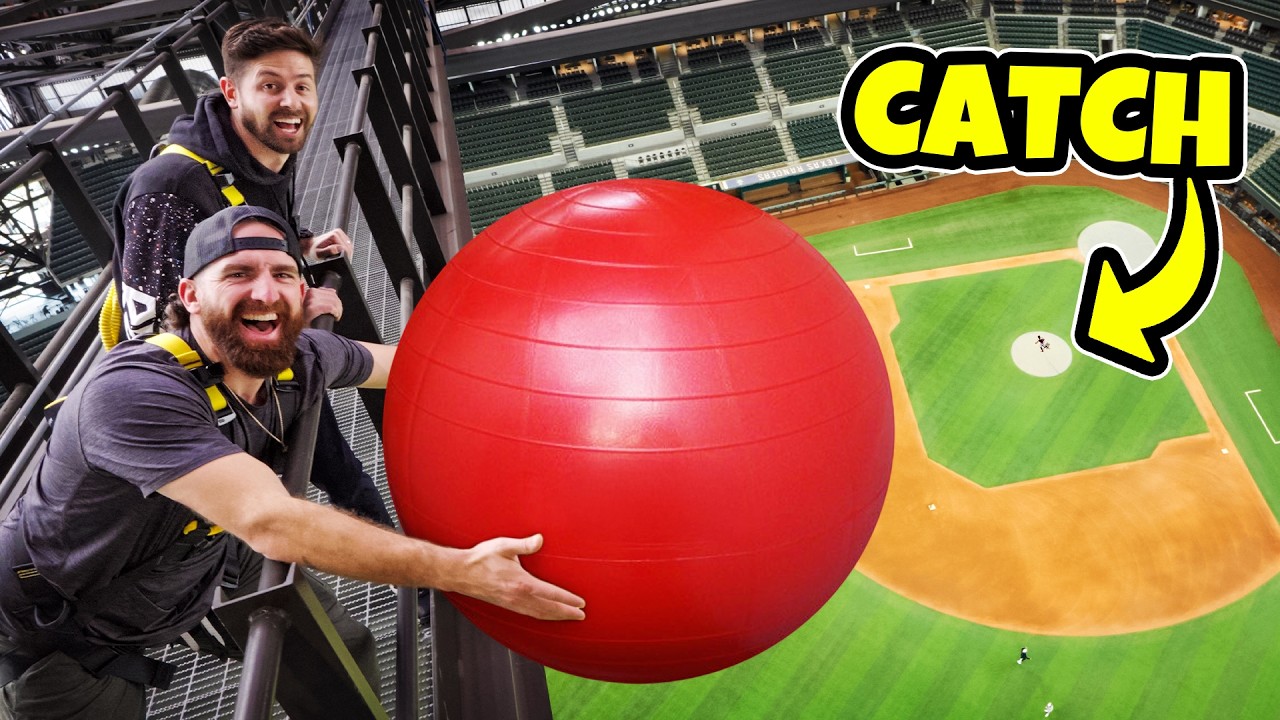 Extreme Catching Battle Vs. Dude Perfect from Stadium Roof!