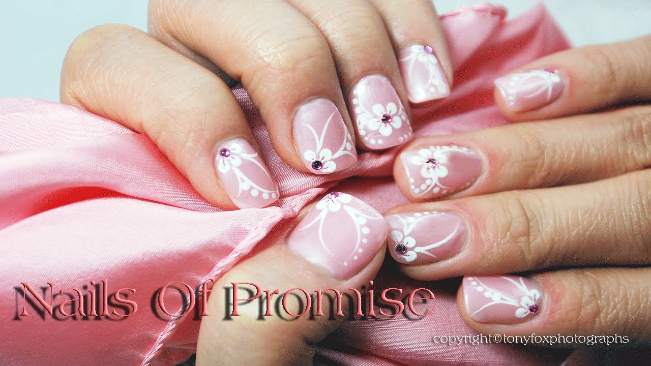 Pretty Wedding Blossoms Live Art Nail Tutorial. Nails Of Promise.
