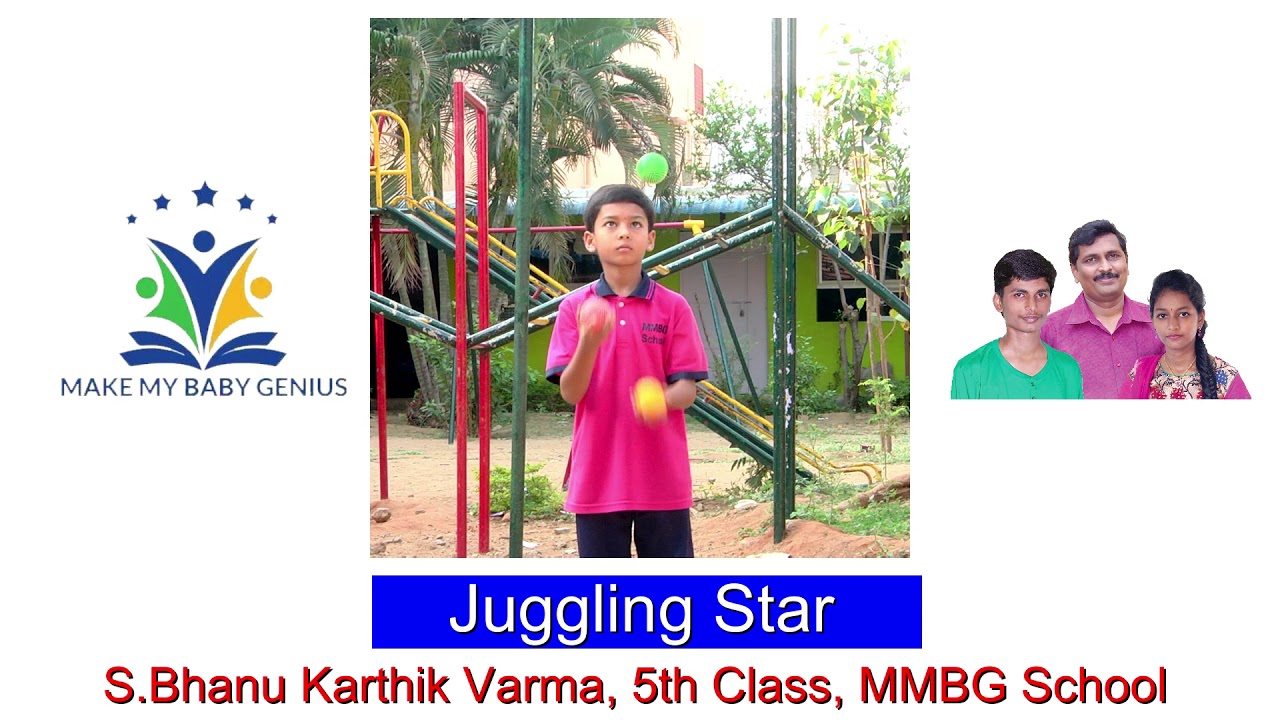 MMBG School || 5th Class Student Bhanu Karthik Varma Juggling with Three Balls