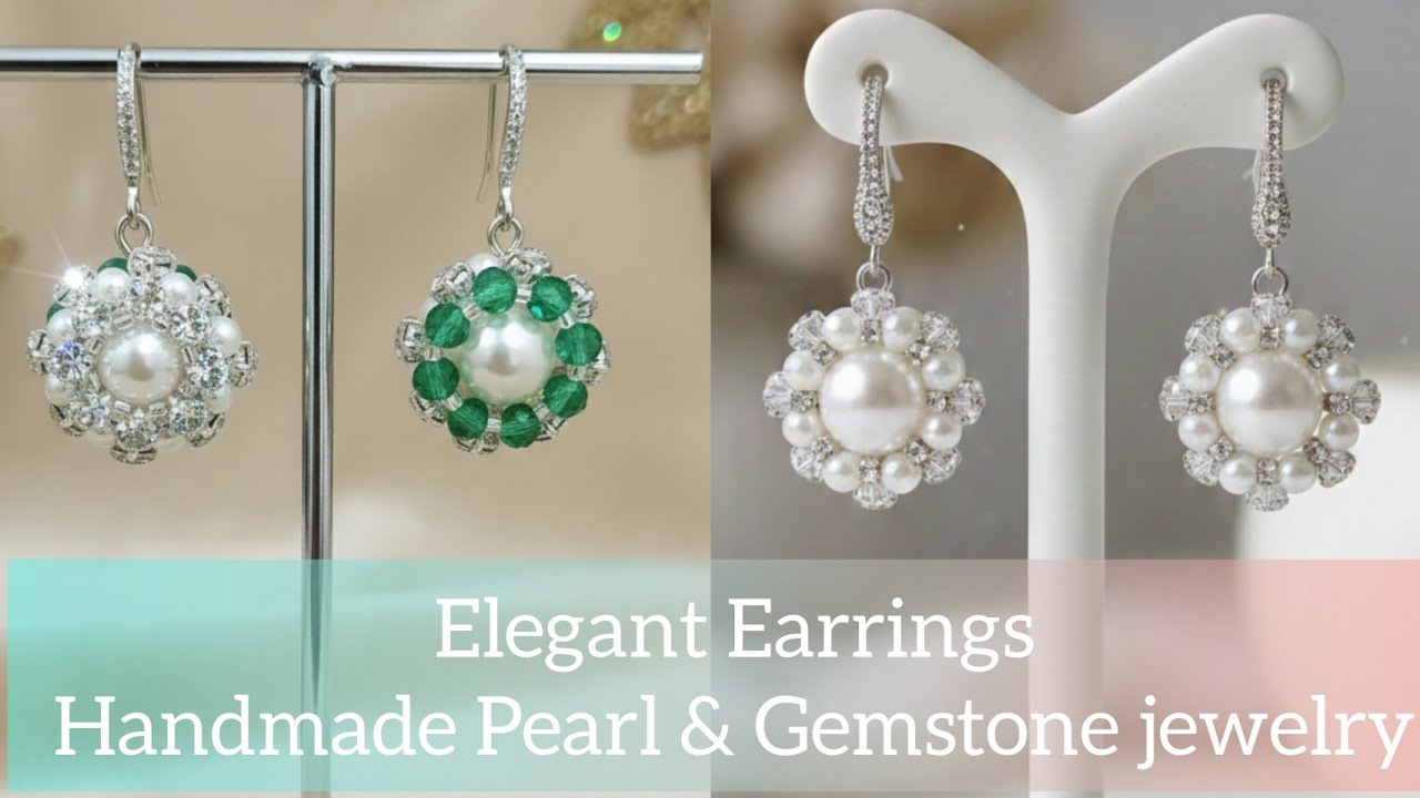 DIY Gemstone and Pearl Earrings: Easy and Gorgeous Tutorial for a Royal Look!#beadjewellery #easydiy