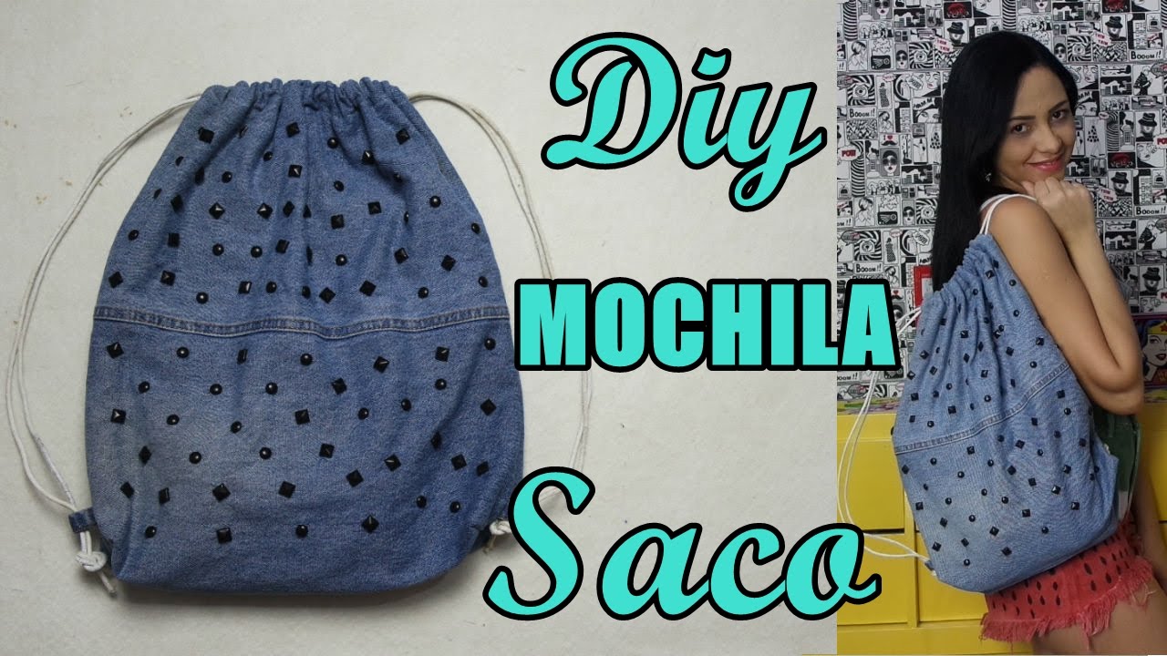 Como fazer Mochila Saco Jeans com reutilização de pernas de calça Diy - Especial #14