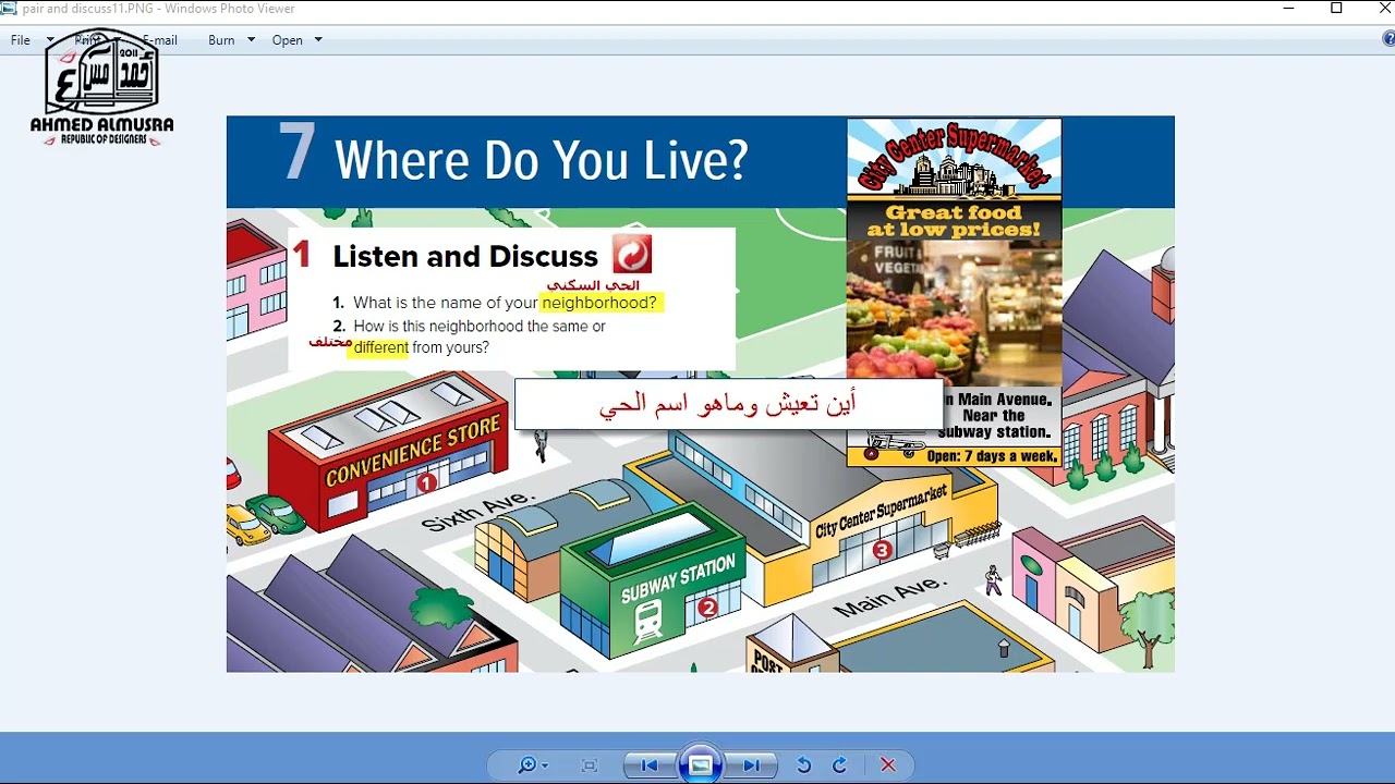 1st  grade unit 7   Lesson 1   Listen and discuss – where do you live  page 56 – 57 SG2 الفصل الثاني
