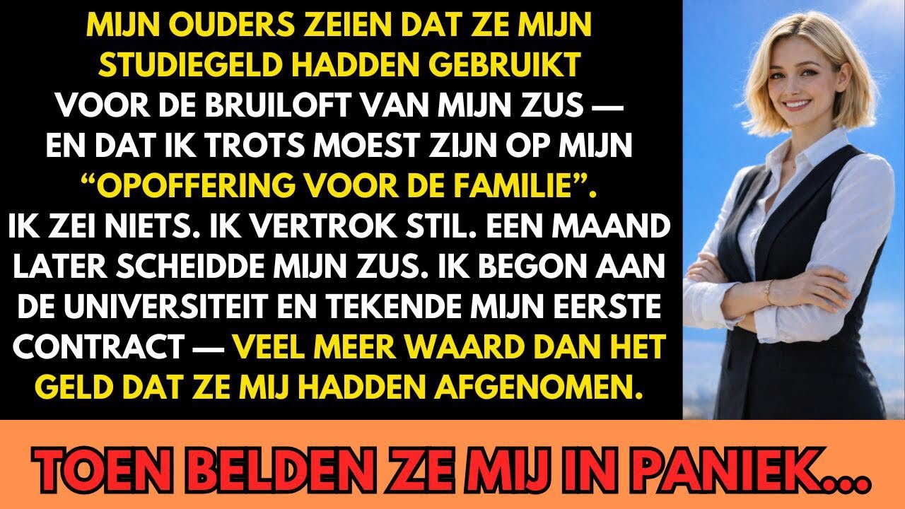 Mijn ouders gebruikten mijn studiegeld voor de bruiloft van mijn zus — toen belden ze in paniek