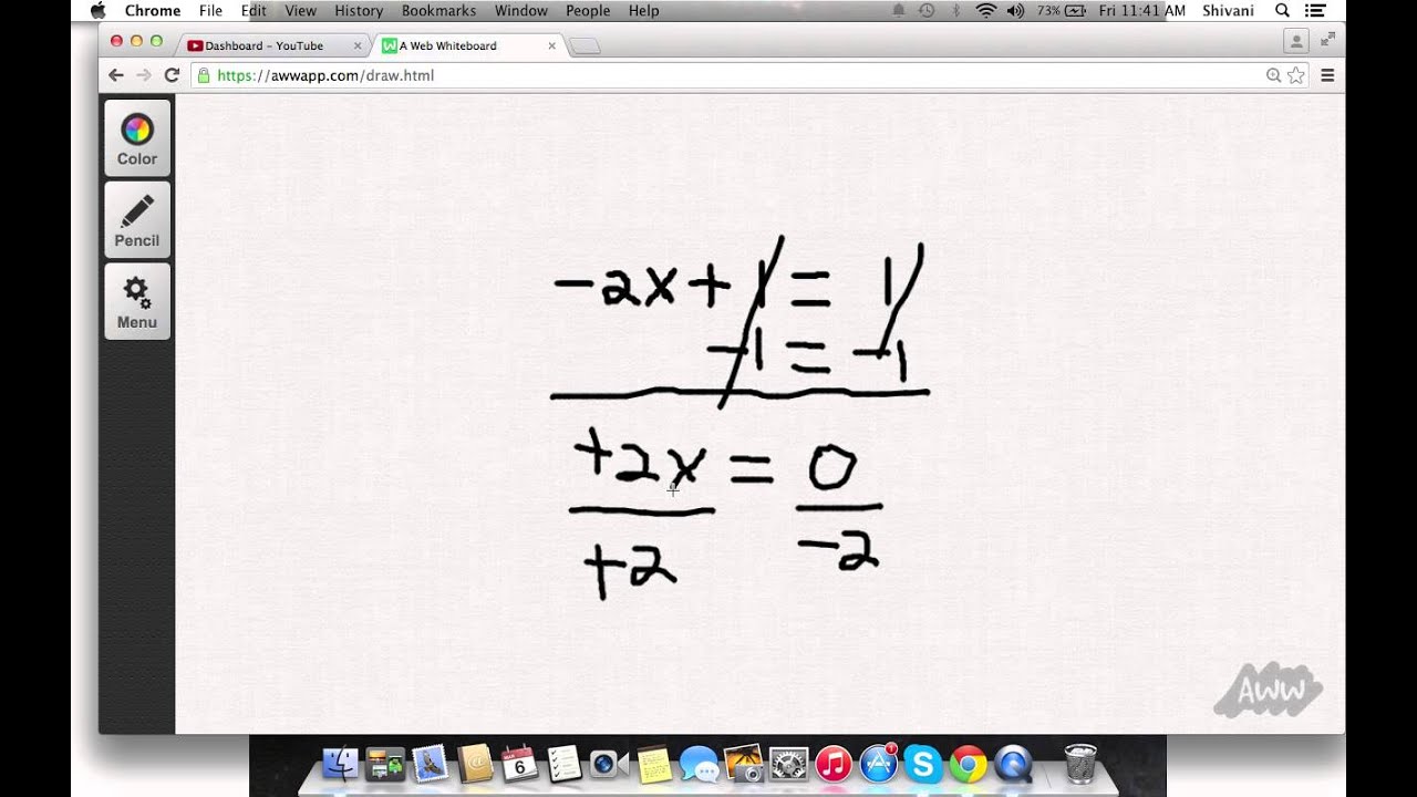 How to solve negative two x plus one equals one