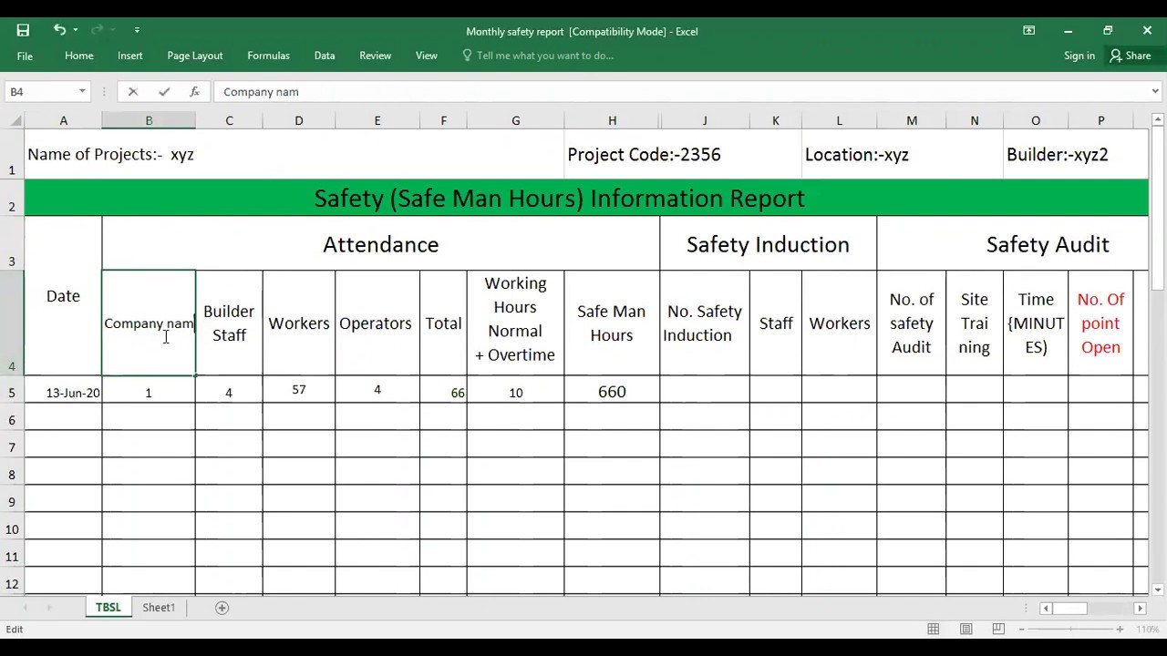 Monthly Safety Report Format (How to prepare monthly safety report)