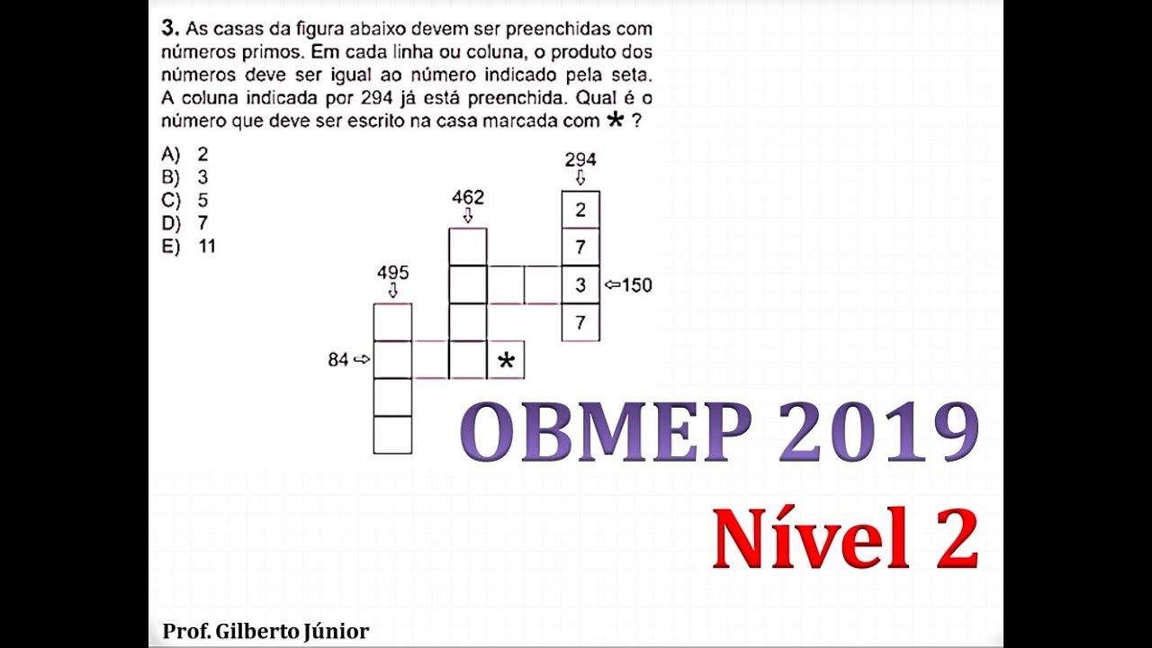 OBMEP 2019 - Nível 2 -  As casas da figura abaixo devem ser preenchidas com números primos.
