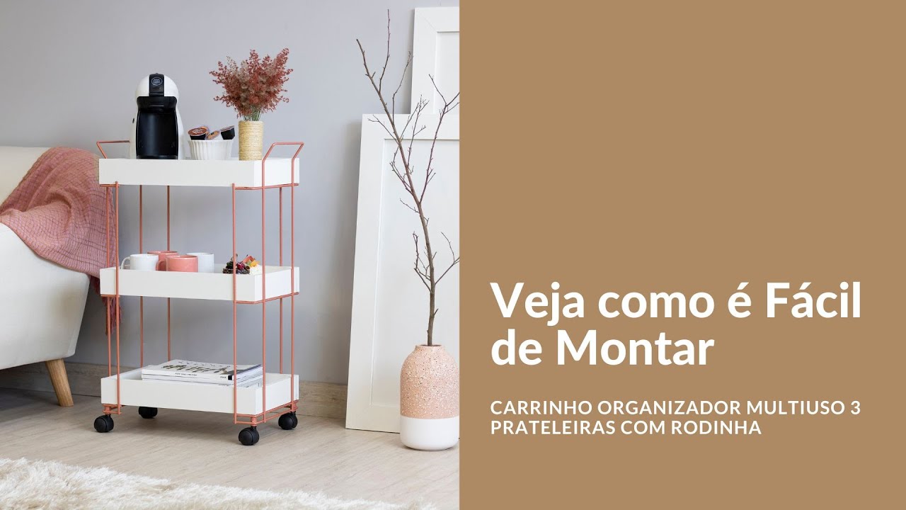 Montagem: Carrinho Organizador Multiuso 3 Prateleiras Com Rodinha