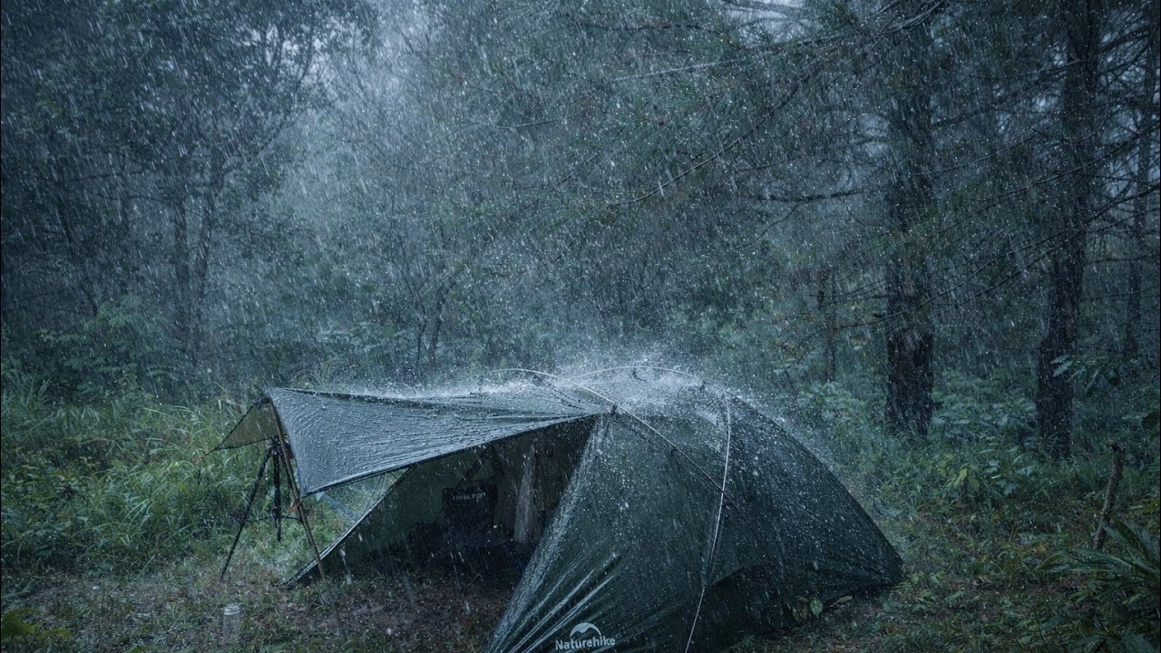 Solo Camping in Bad Weather &ndash; Heavy Rain & Thunder All Night