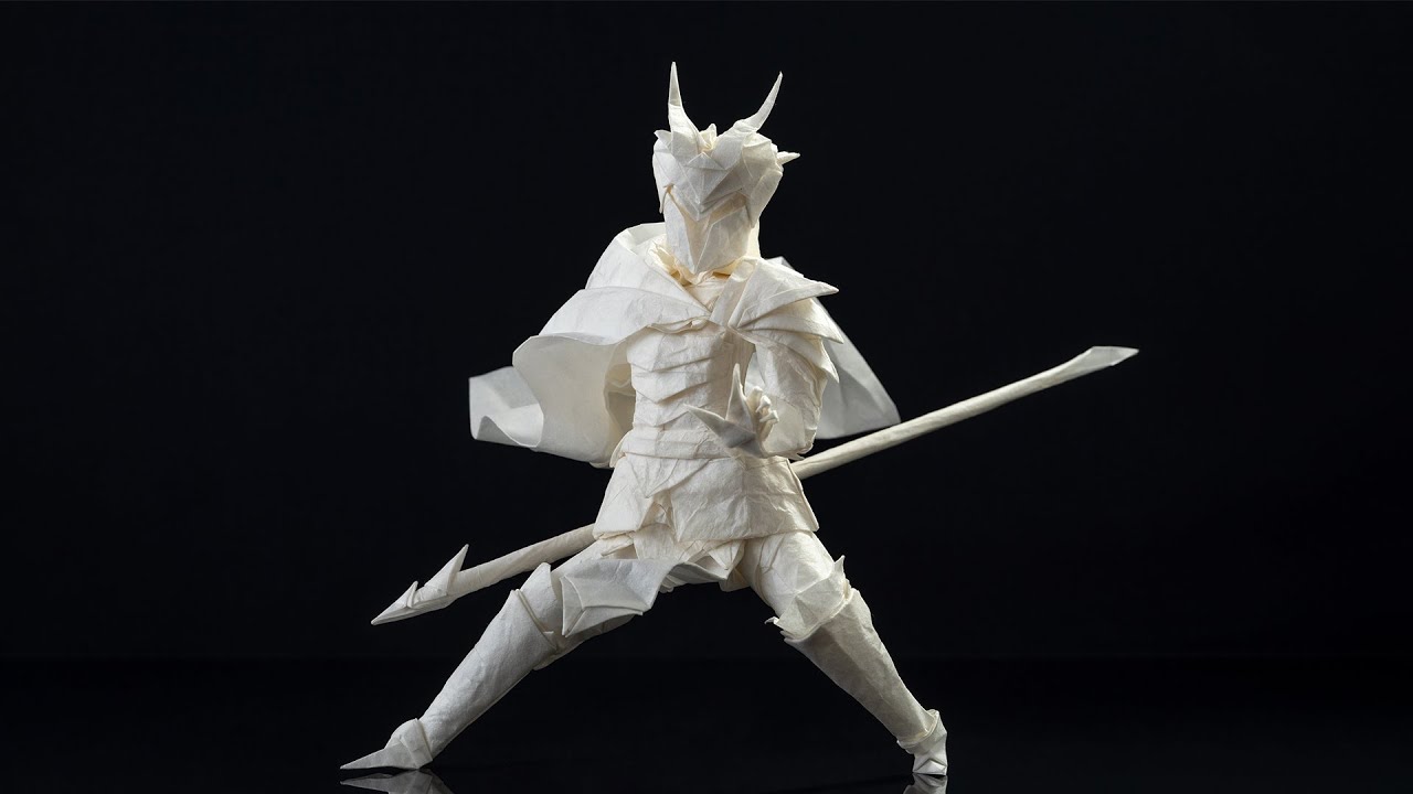 Folding complex origami spearman from a single sheet of paper
