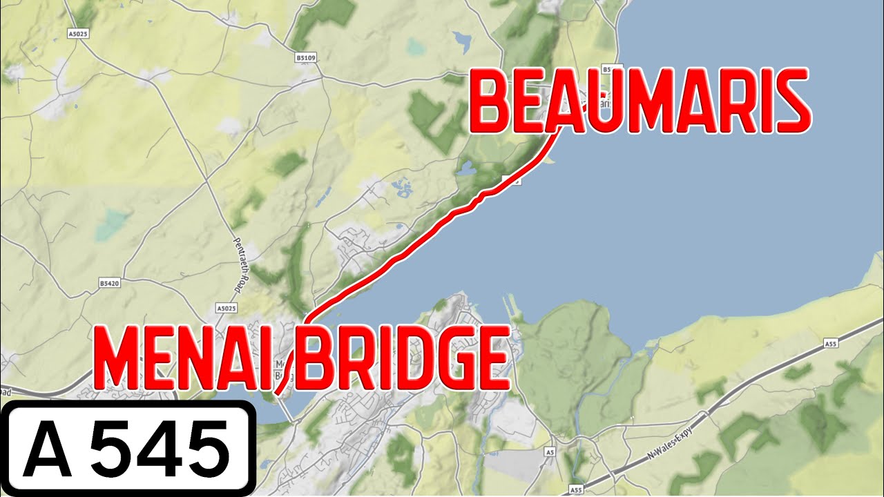 UK Road Tours - A545 Menai Bridge to Beaumaris