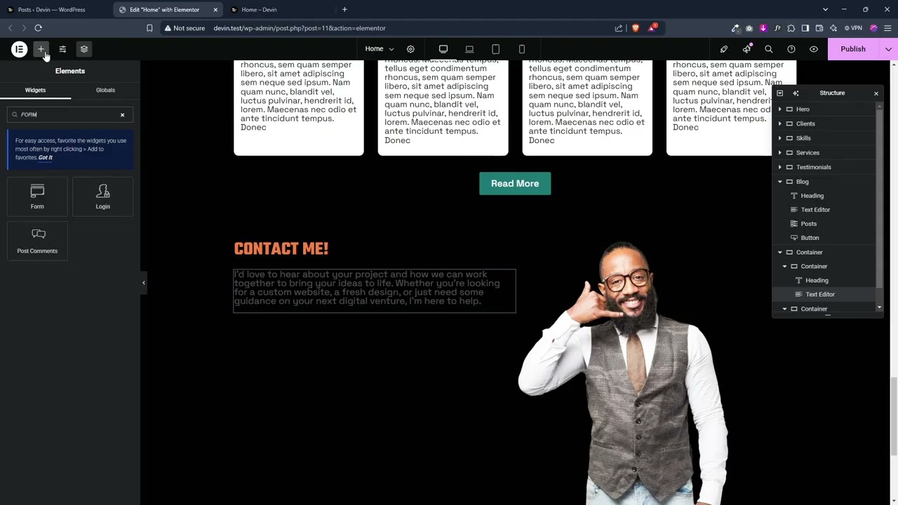 18.2.9 Portfolio Website   Designing The Contact Section