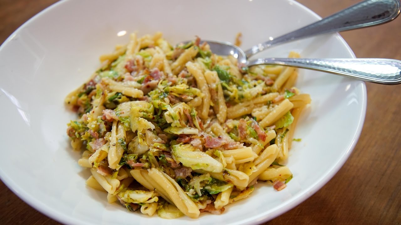 Pasta with Bacon & Brussels Sprouts  | SAM THE COOKING GUY