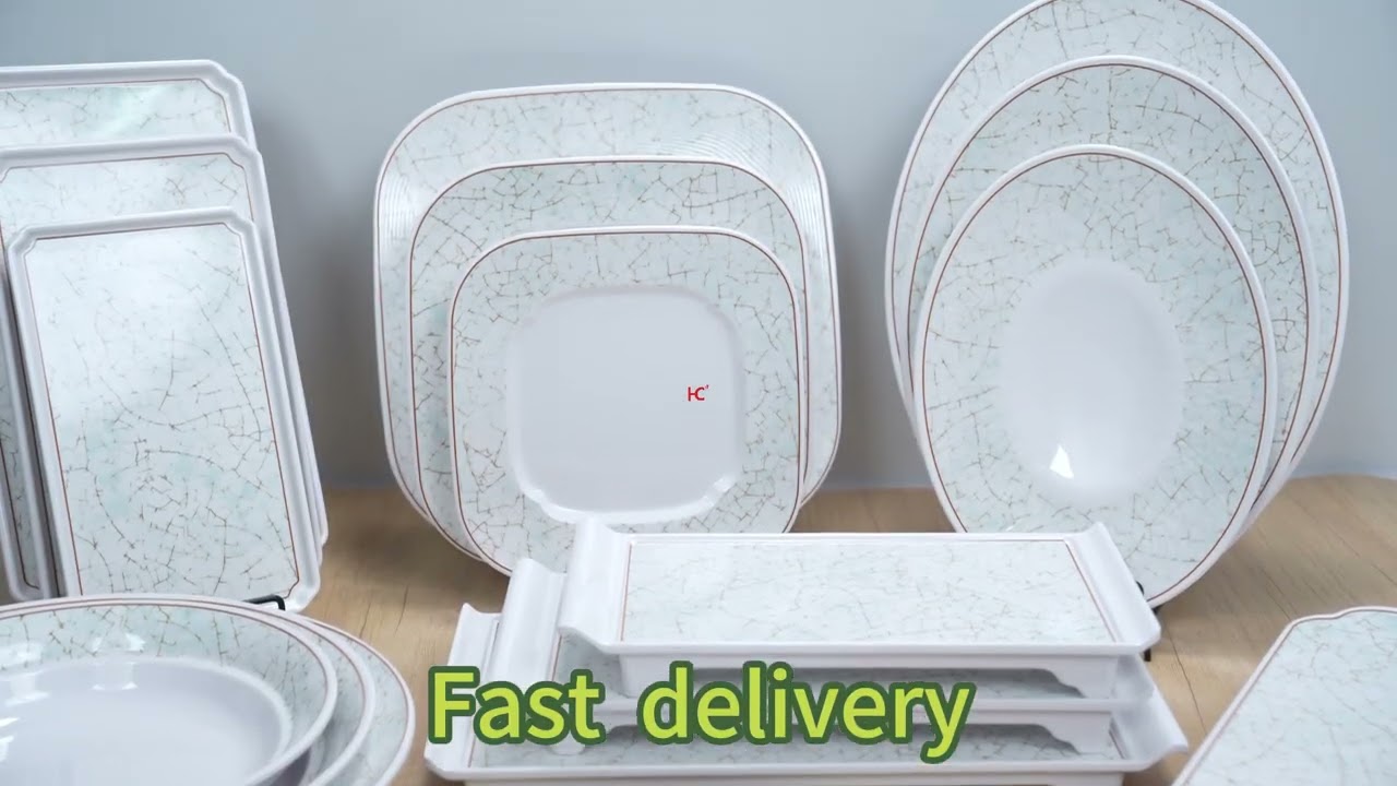 elegant decal printing melamine dinnerware set,  sustainable a5 100 freestyle plate modern plastic