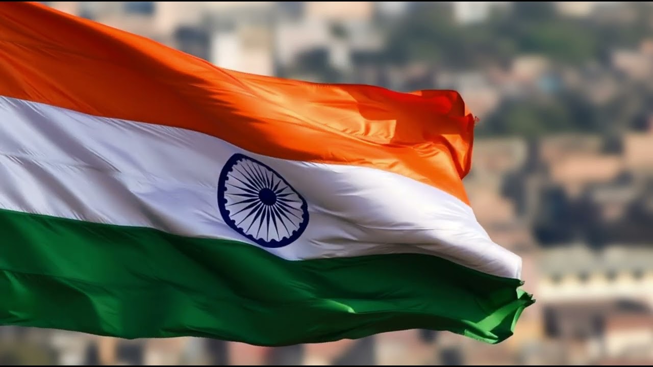 Indian Flag Waving Tricolor Saffron White Green Ashoka Chakra Seamless Motion Background Loop 4K