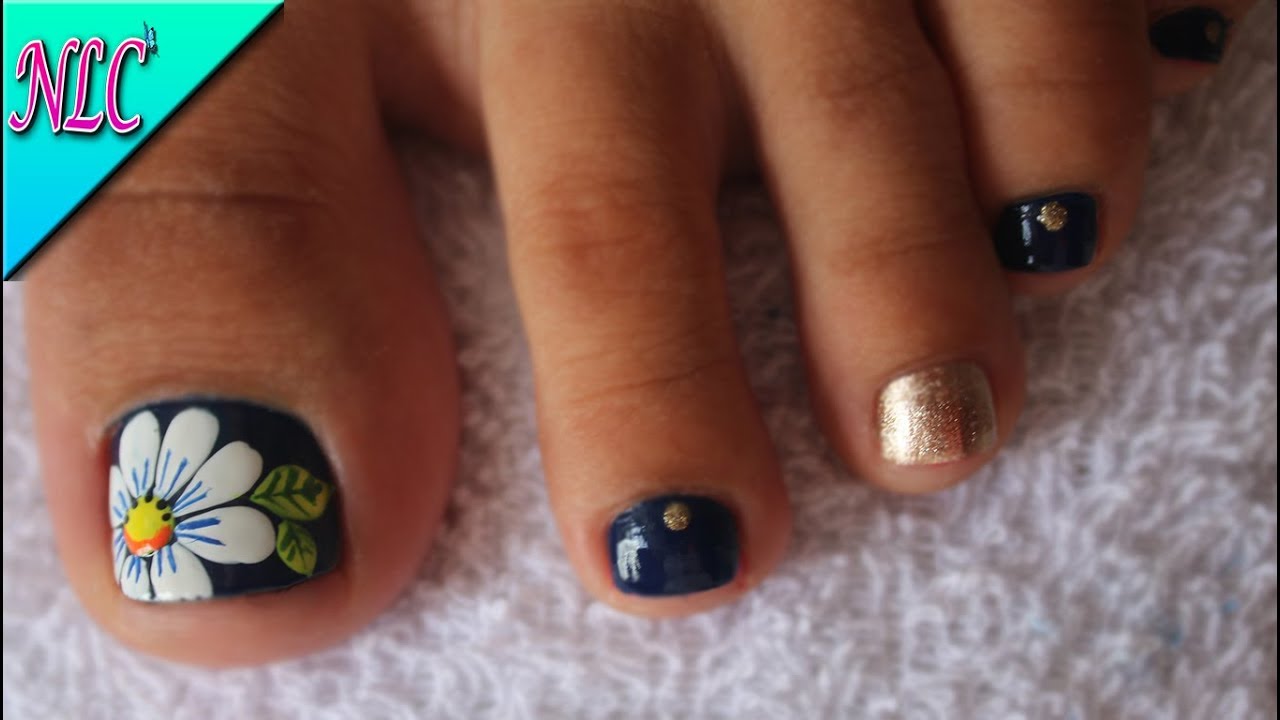 DECORACIÓN DE UÑAS PARA PIES FLOR MARGARITA♥ - FLOWERS NAIL ART - NLC