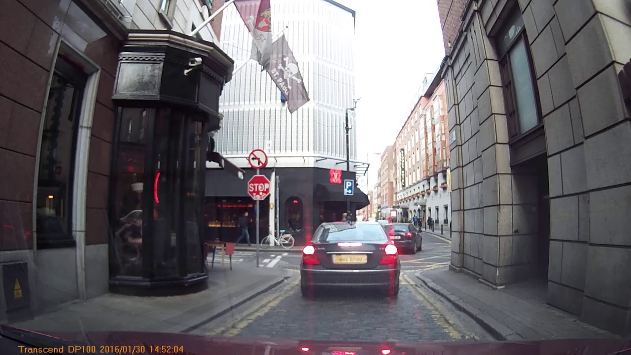 Dublin dashcam footage Exchequer St to Drury St car park on 30th January 2016