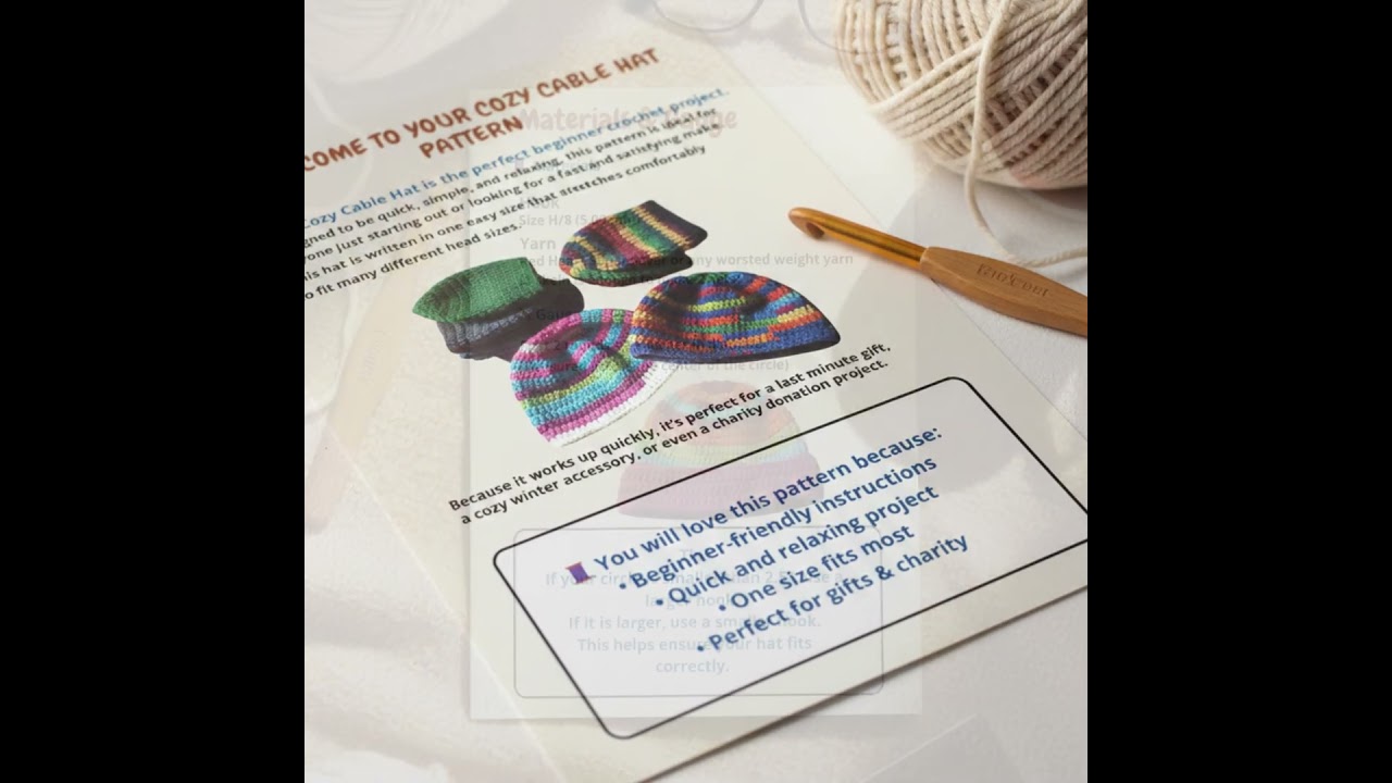 1 Hour Crochet Beanie Pattern – Easy Hat Tutorial, Quick Winter Beanie PDF 