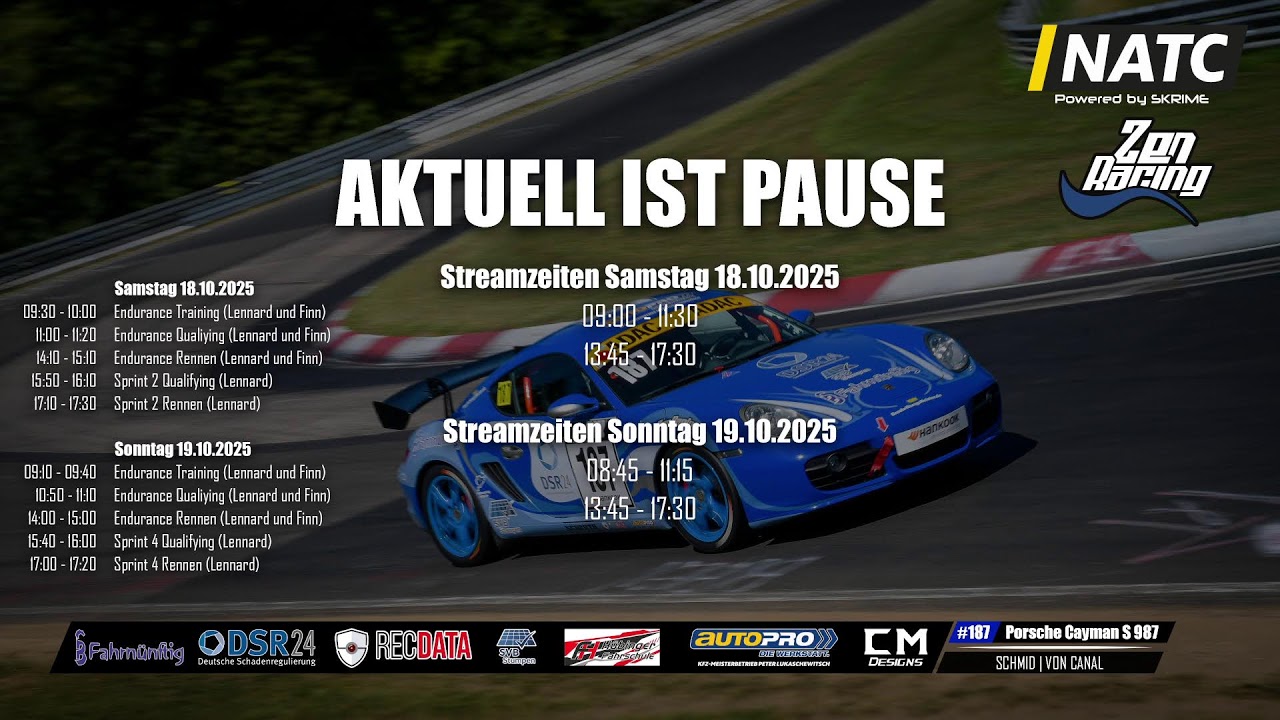 🏁 Live vom NATC Oschersleben 2025 | Zen-Racing Porsche Cayman S | Endurance & Sprint Rennen