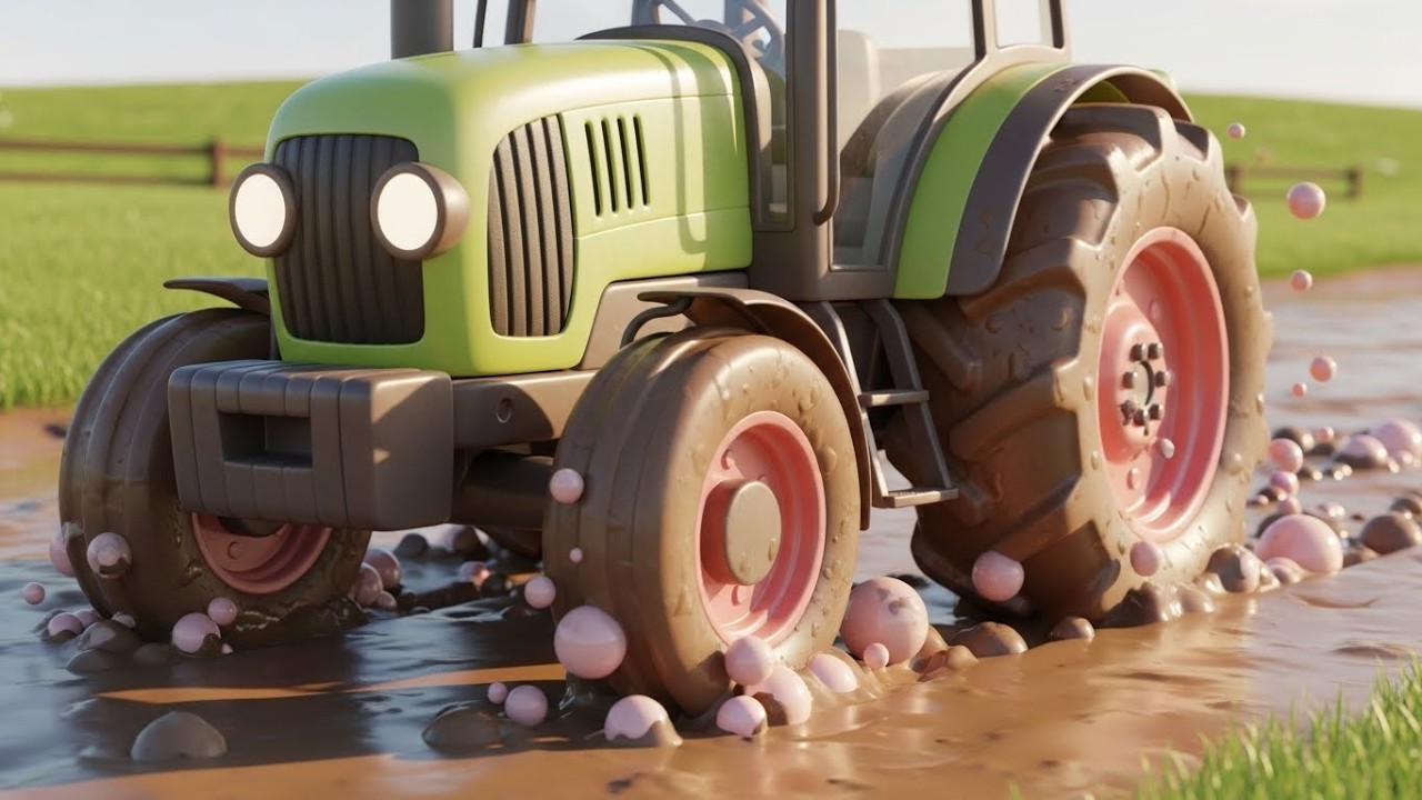 Забавный трактор, застрявший в пузырчатой грязи 🚜🧼🫧 | Мультфильм для детей и весёлые приключения