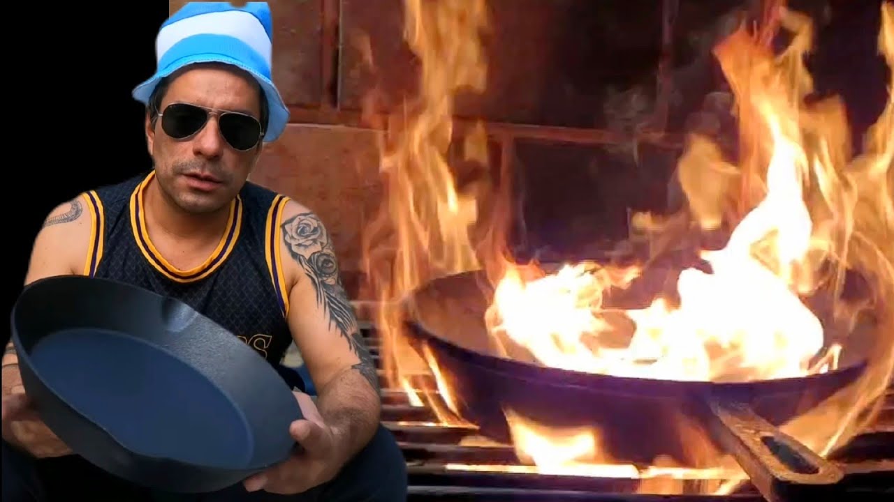 Curado y coccion en sarten de hierro fundido/Parrilla Argentina AR 