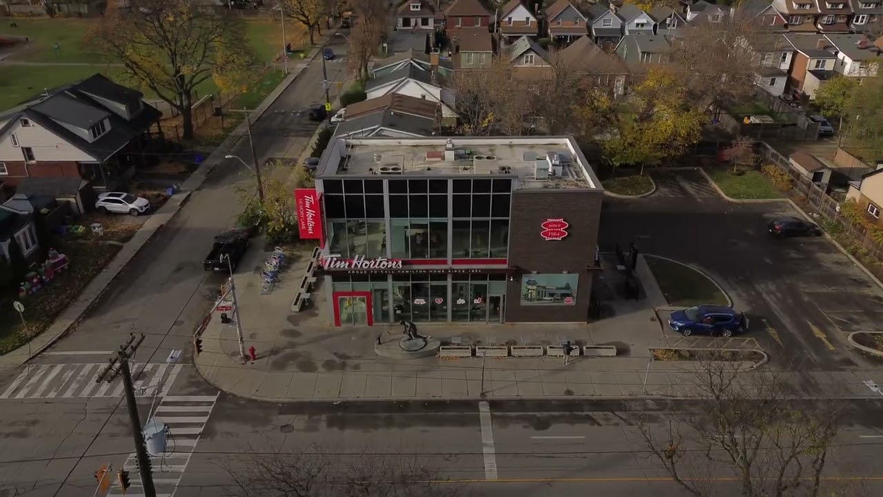 Aerial Footage of Ottawa Street in Hamilton, Ontario.