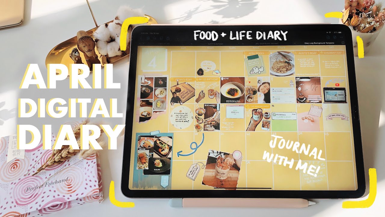 【ASMR】🌷iPad Journal With Me | April Life & Food Digital Diary | Free Goodnotes5 Stickers 💸| 四月電子手帳
