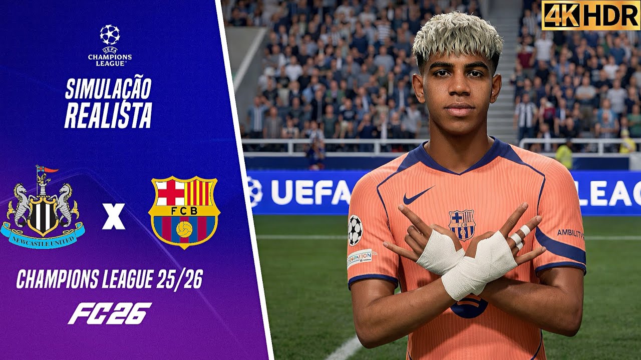 FC 26 - Newcastle x Barcelona | Liga dos Campeões 25/26 | Simulação 4K (60FPS) Ultra Realista.