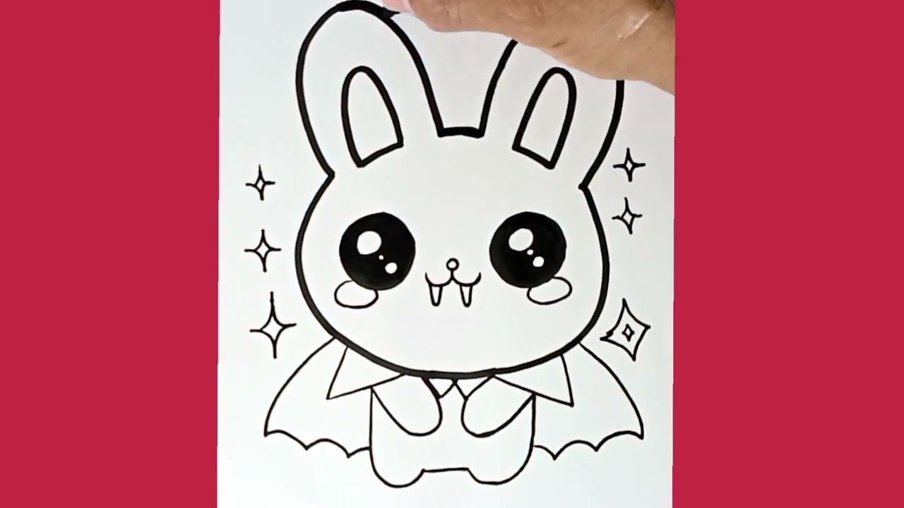 COMO DESENHAR FÁCIL  COELHO DE HALLOWEEN KAWAII FOFO 