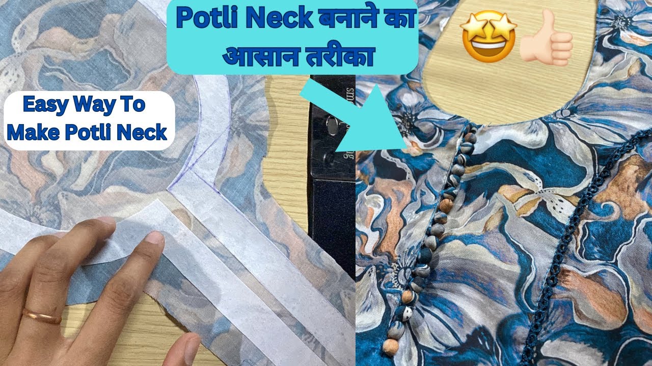Potli Button Neck Design Cutting and Stitching || Simple and Easy Potli Button Neck Design || #neck