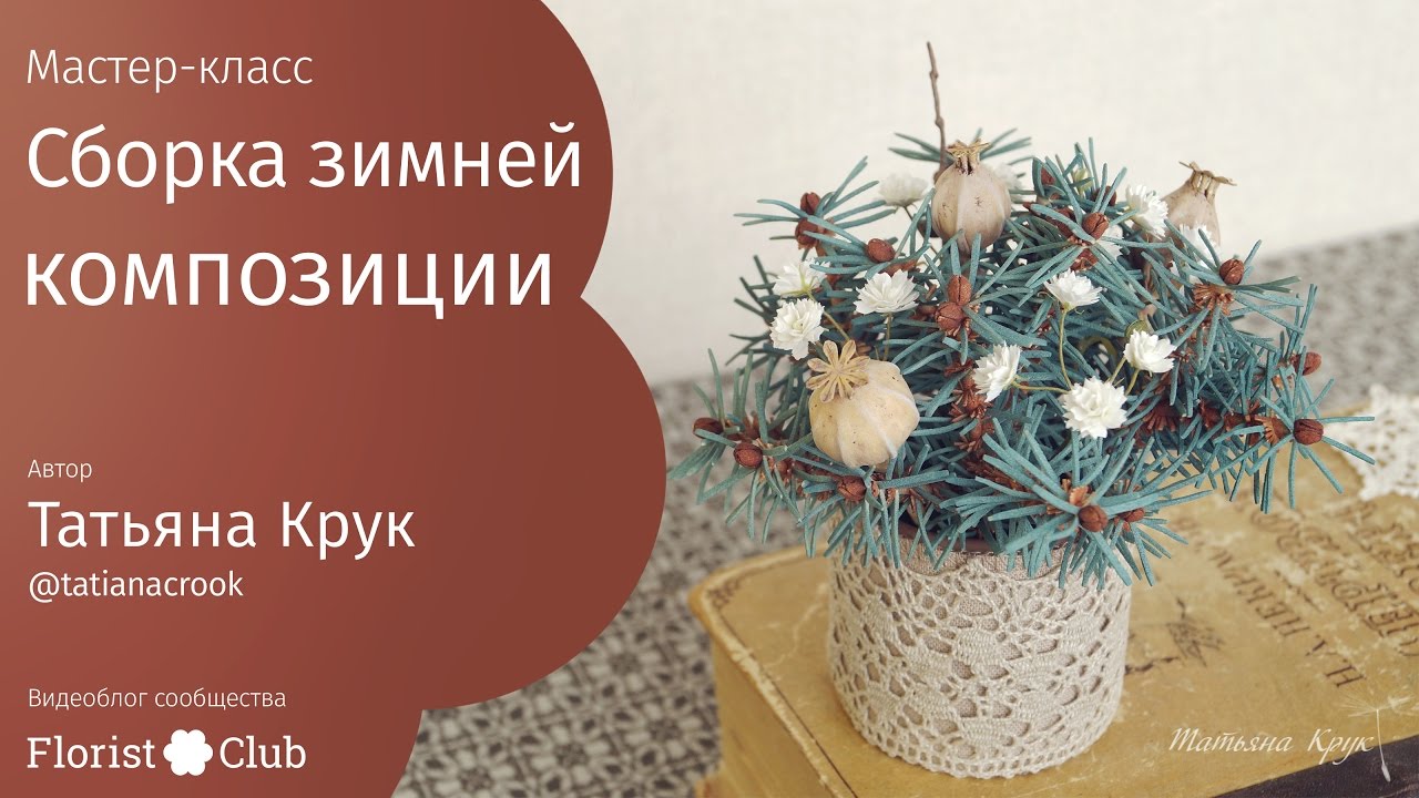 Мастер-класс «Сборка зимней композиции и праздничной броши» • гипсофила, голубая ель, шишки, леденец