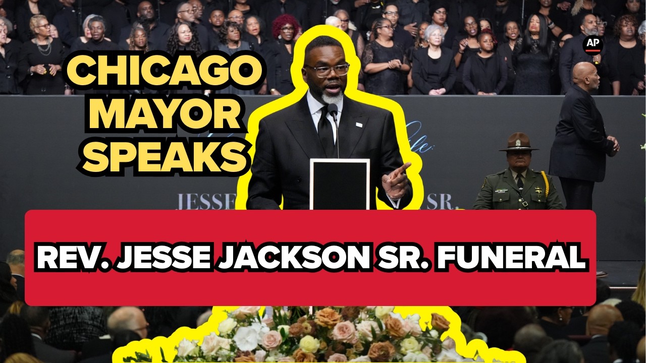 Mayor Brandon Johnson speaks at Jesse Jackson Sr. funeral in Chicago