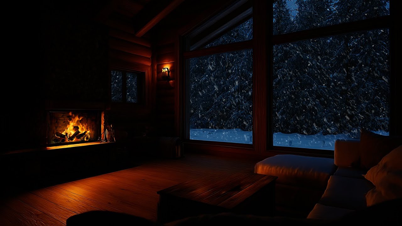Cold Snowy Night Outdoors, Soft Piano Comfort Indoors | Cozy Winter Music for Sleep & Study