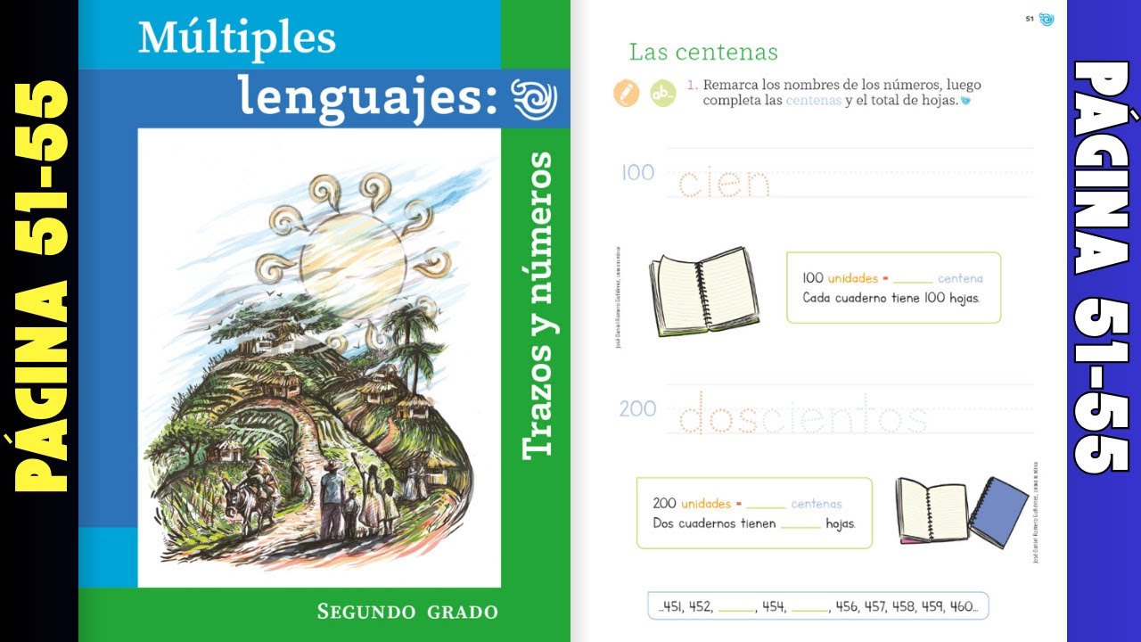 Múltiples lenguajes: trazos y números página 51 a 55 │Las centenas (segundo grado)