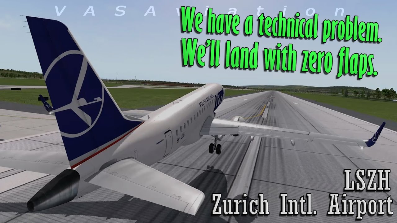 LOT Polish E-170 is forced to land with flaps up | High Speed Approach