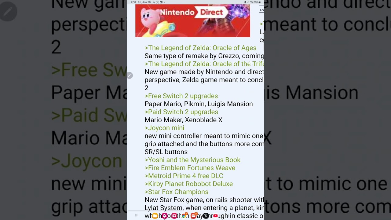 Nintendo direct leak 