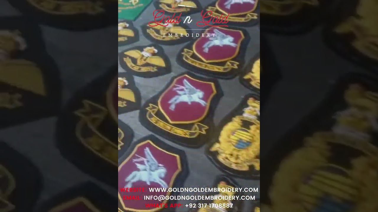 Thread & Bullion Wire Hand Embroidered Blazer Badges Made By Gold N Gold Embroidery Company 