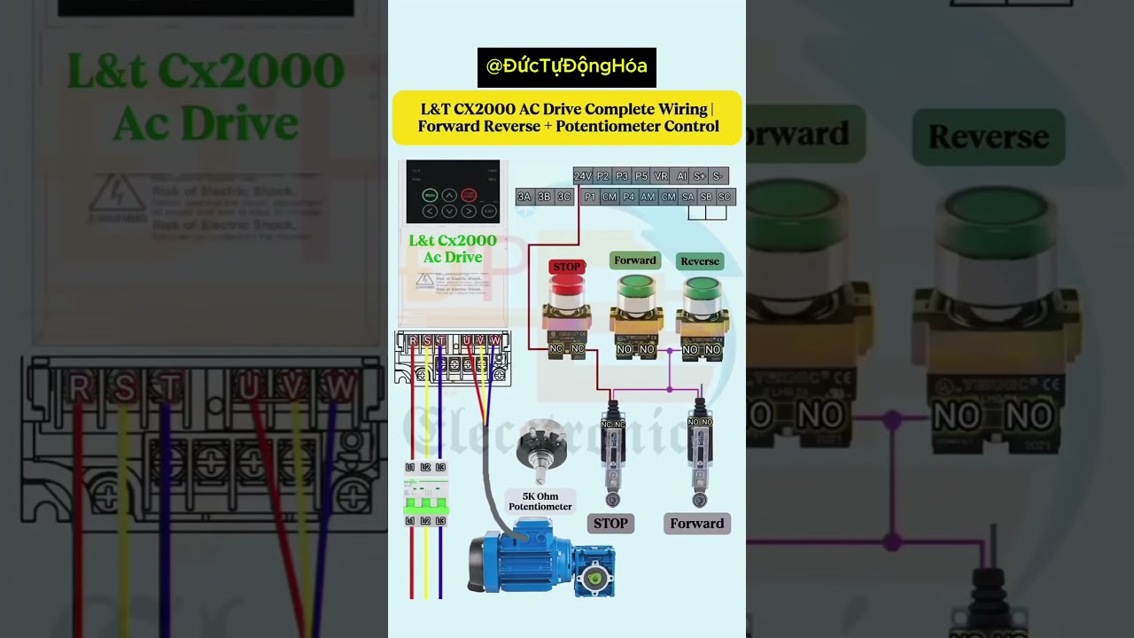 Biến Tần L&T CX2000 | Đấu Dây Thuận Nghịch Và Điều Khiển Tốc Độ Bằng Biến Trở