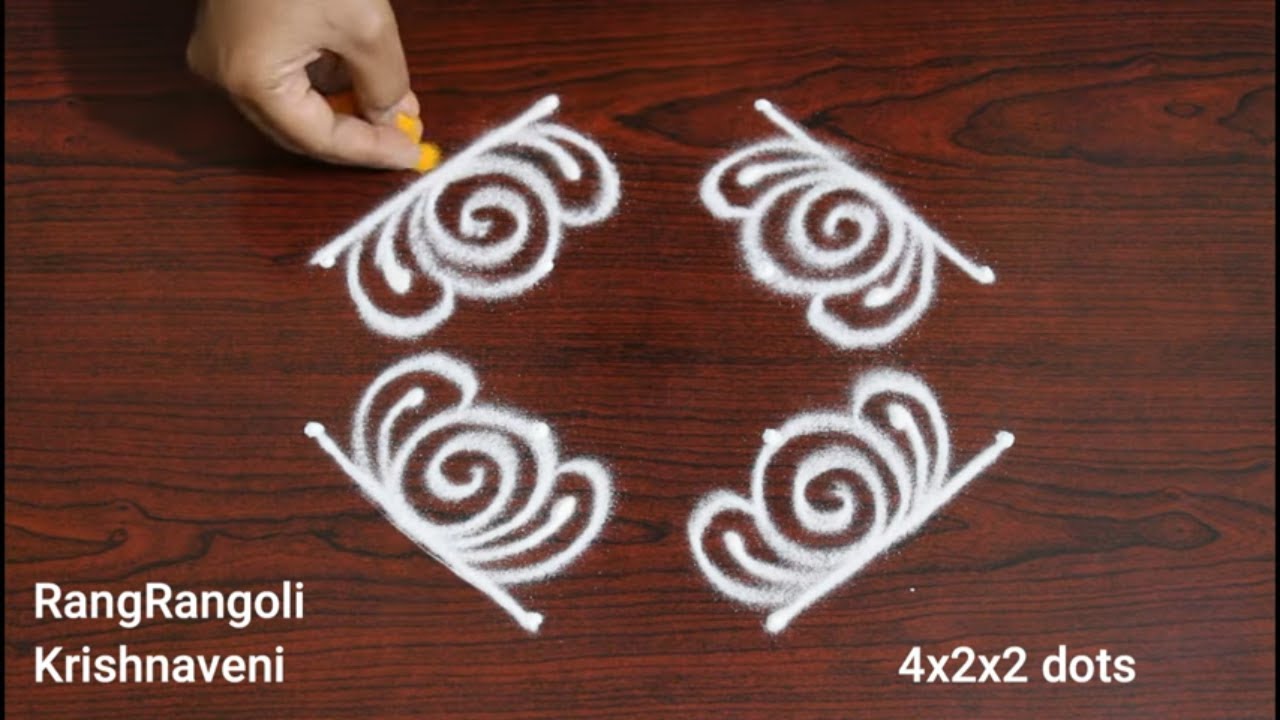 Sukravaram Muggulu🌹4x2x2 dots Simple Friday Kolam🌹Friday Rangoli🌹RangRangoli Krishnaveni