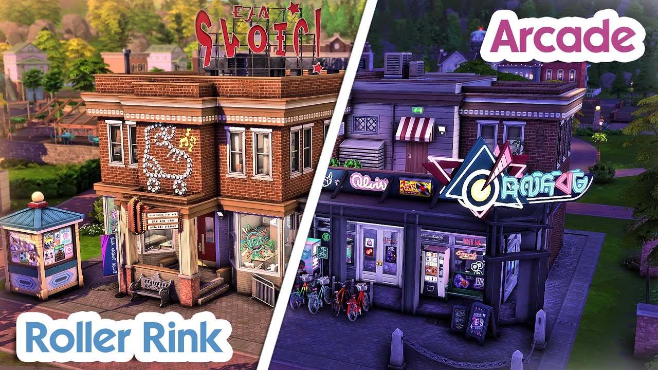 Arcade and Roller Rink with Apartment | The Sims 4 Speed Build
