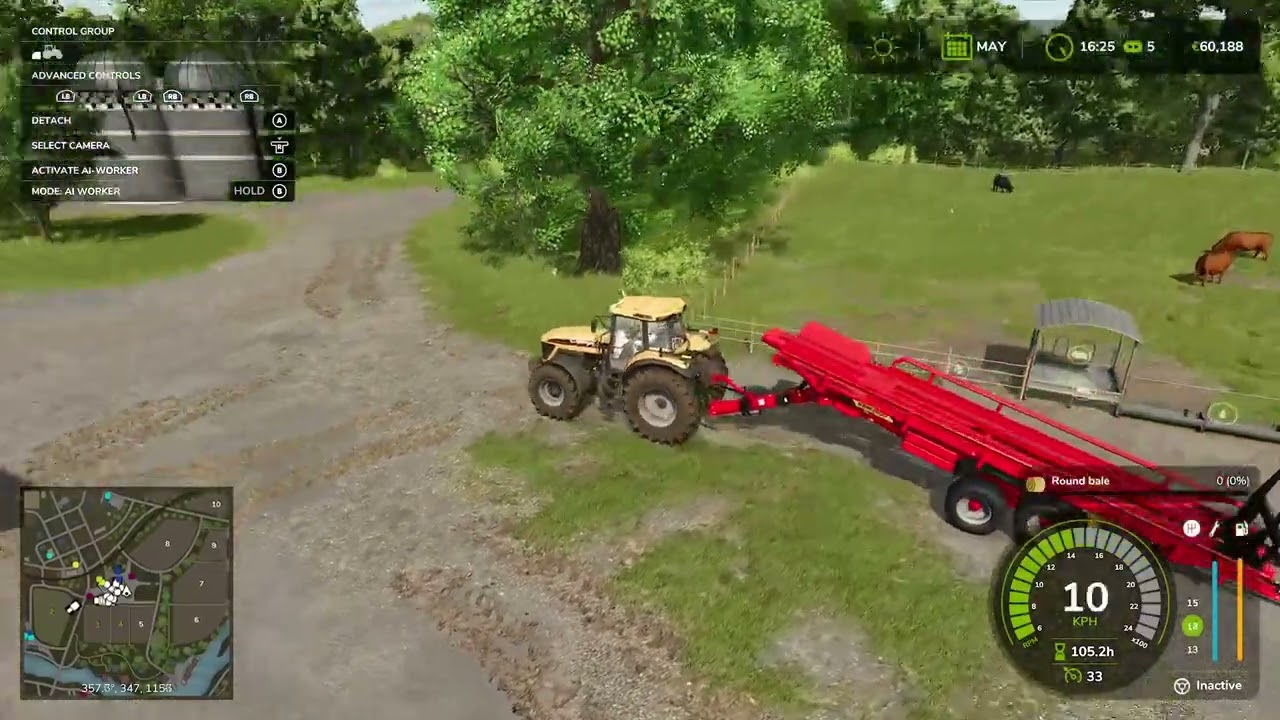Farming simulator 25Hay baling and collection, fertilizer unloading, but unsuccessfully