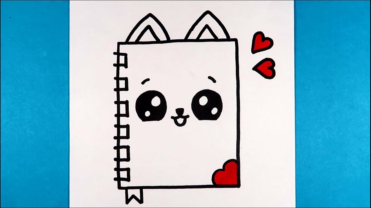 Sevimli Not Defteri Çizimi Nasıl Yapılır / Kolay Adım Adım Çizim Eğitimi / Cute Drawing