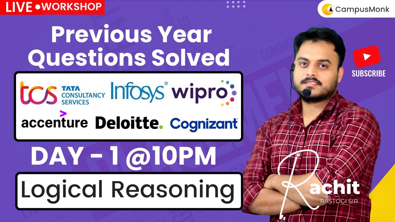 Day 1 -  Live Work Shop | Logical Reasoning | Marks - 4 to 5 | Rachit Sir