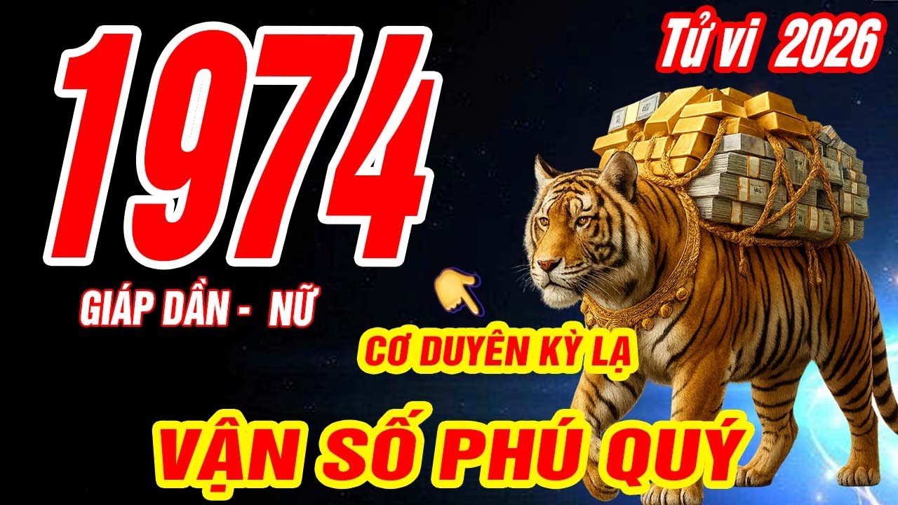 Tử Vi tuổi GIÁP DẪN 1974 Nữ mạng năm 2026 CƠ DUYÊN TRỜI ĐỊNH PHÚC LỚN LẮM CỰC GIÀU CÓ- Tử vi 2026