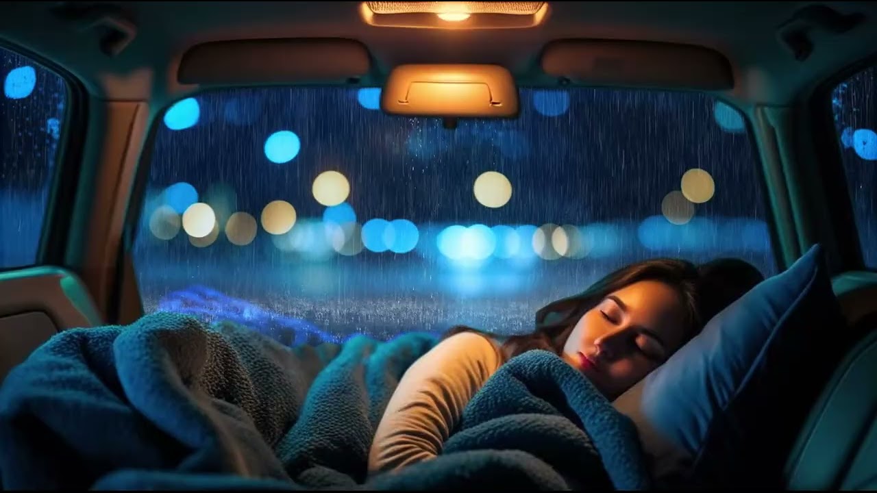 Gentle Rainstorm in Cozy Car for Sleep, Anxiety Relief and White Noise