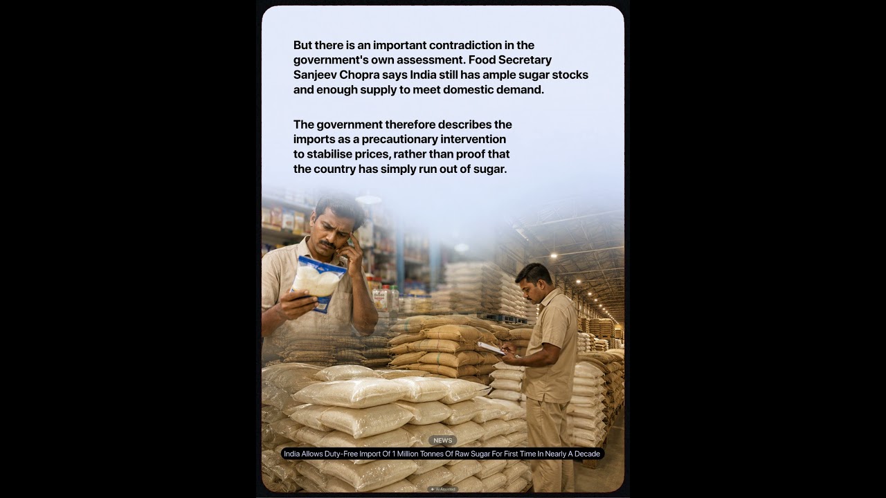 India Allows Duty Free Import Of 1 Million Tonnes Of Raw Sugar For First Time In Nearly A Decade