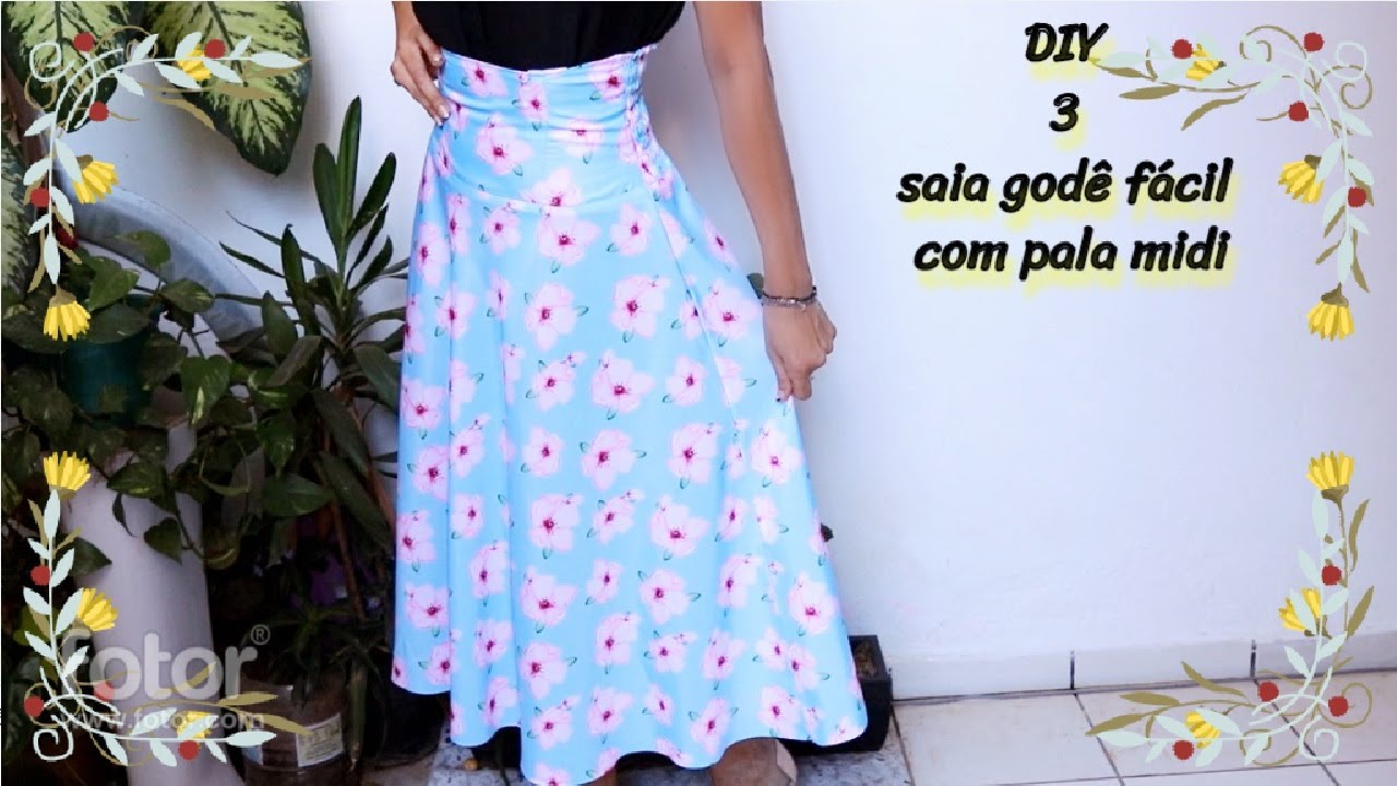 SAIA FÁCIL GODÊ COM PALA MIDI SEM ZÍPER DIY Luciete Vasconcelos