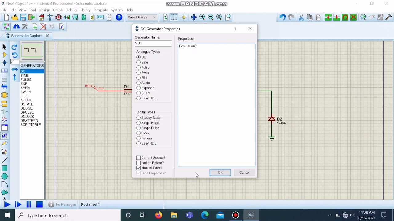 Proteus Graph Forward & Reverse Bias