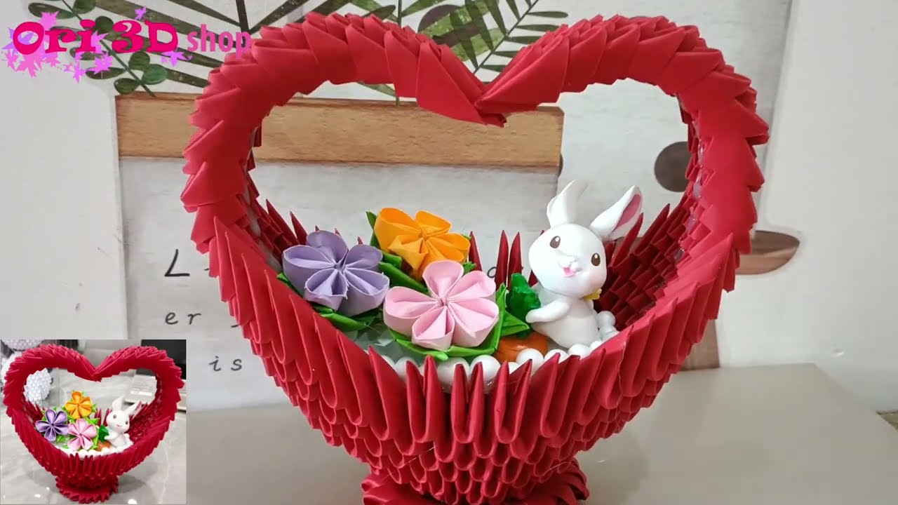 How to make a heart 3D Origami - Giỏ trái tim Origami 3D